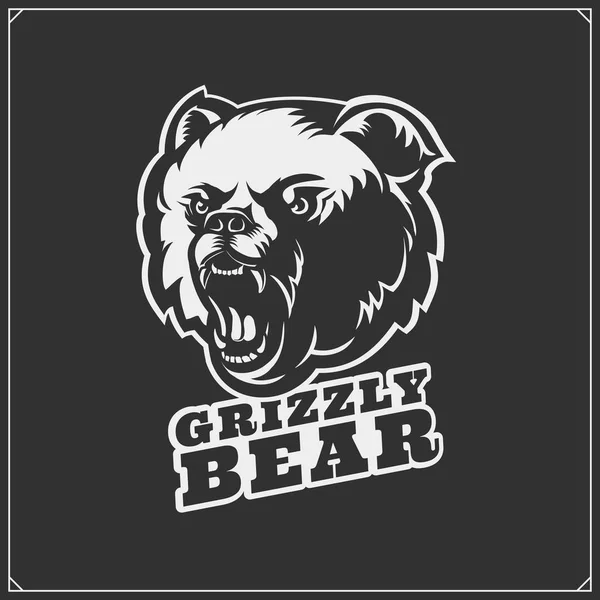 Godło Grizzly Bear Dla Zespołu Sport Projektowanie Nadruków Koszulki — Wektor stockowy