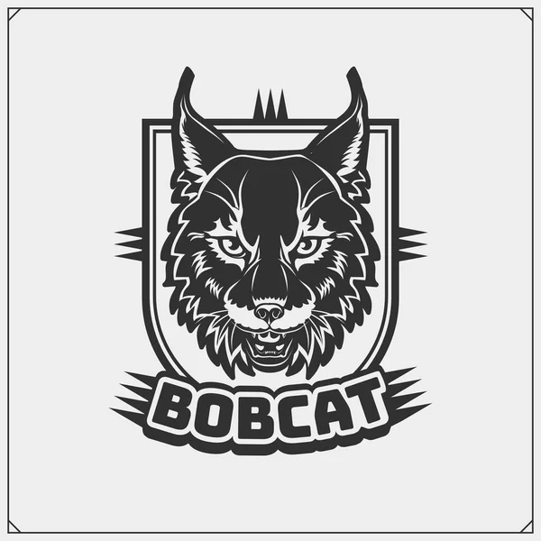 Emblem Bobcat Sport Team Print Design Shirts — Stock Vector