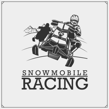 Snowmobile label, badge and design elements. Print design for t-shirt and sport club emblem. clipart