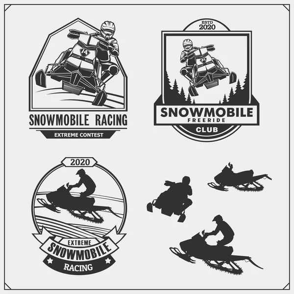 雪地摩托标志 徽章和设计元素 T恤和体育俱乐部标志的印刷设计 — 图库矢量图片