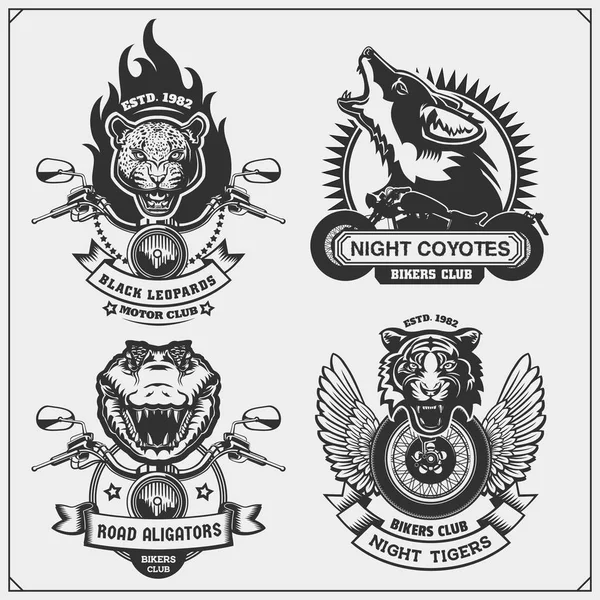 Coleção Etiquetas Motocicleta Retro Emblemas Elementos Design Motor Motociclista Emblemas —  Vetores de Stock