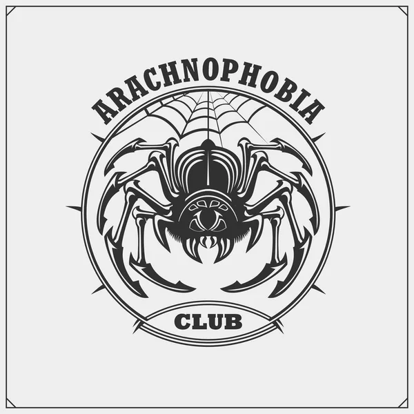 Эмблема Клуба Арахнофобии Ночной Танцевальный Клуб Дизайн Спортивной Команды Страшный — стоковый вектор