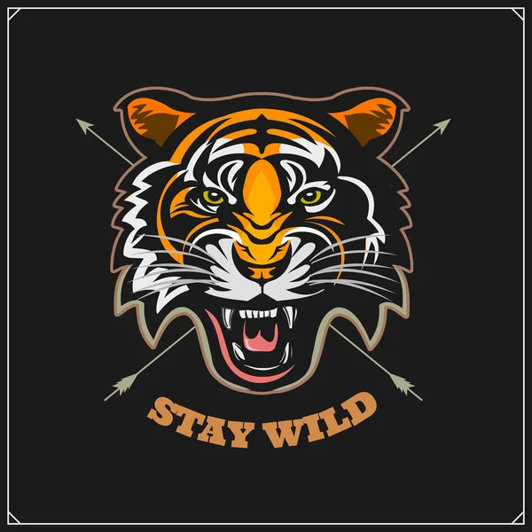 Sportklubbens Emblem Med Tiger Print Design Fot Shirt — Stock vektor
