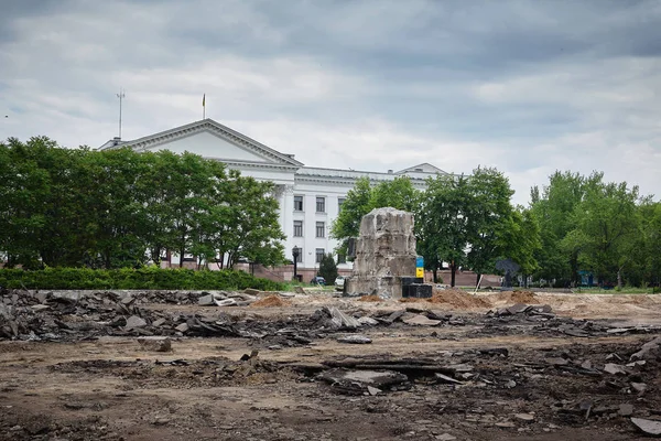 Donbass Ukrajina Rekonstrukce Centrálního Náměstí Kramatorsk 2018 — Stock fotografie