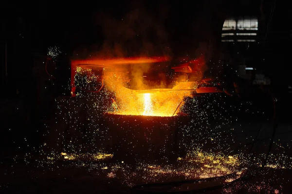 Steelmaker Ingot Casting Electric Arc Furnace Shop Eaf Metallurgical Production — Stock Photo, Image