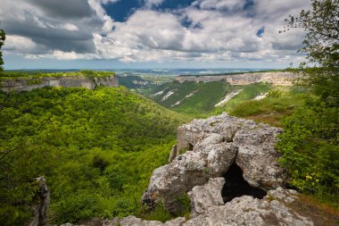 Doğa: Dağlar ve gökyüzü bulutlar. 