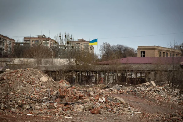 Rovine Dell Edificio Donbass Ucraina — Foto Stock
