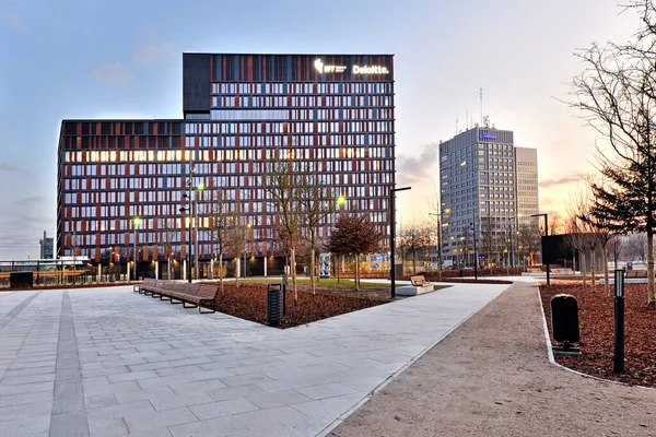 Die Stadt Lodz Rund Den Bahnhof Ein Blick Auf Die — Stockfoto