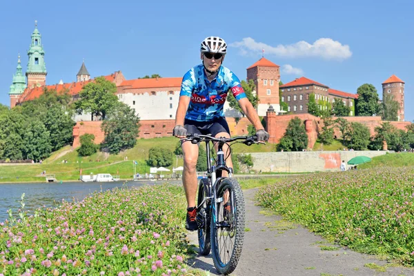 Человек Горном Велосипеде Краков Польша Стоковая Картинка