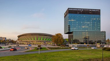 Spodek Spor ve Eğlence Salonu. Katowice, Polonya. KATOWICE, POLAND - 11 Ekim 2019