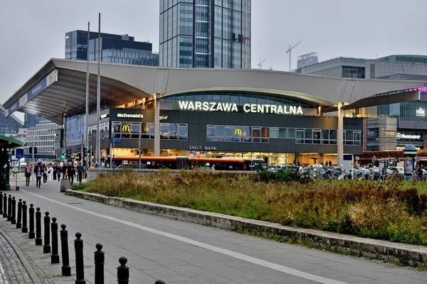Warszawa Polen Över Staden Centralstationen Stockbild