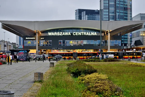 Warszawa Polen Över Staden Centralstationen Stockbild