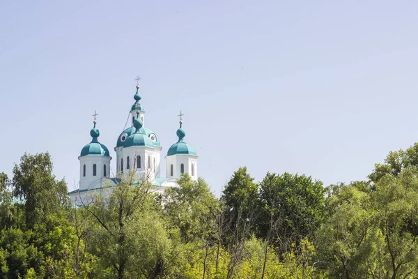 斯帕斯基大教堂 伊拉布加奇迹形象的救主大教堂 从什什金池塘看 — 图库照片