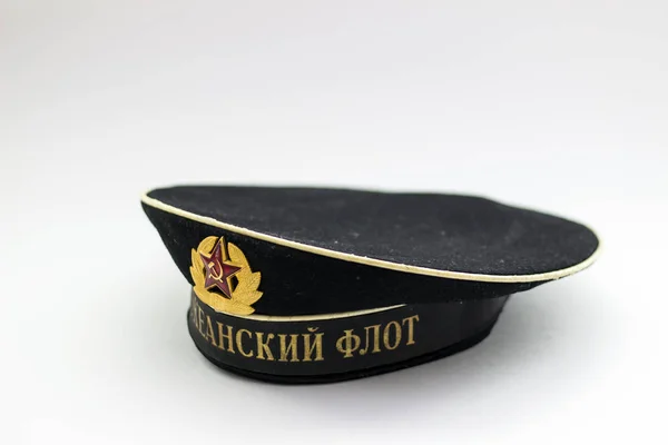 Casual Black Navy Sailor Cap Pacific Fleet Vit Bakgrund — Stockfoto