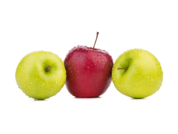 Ein Haufen Roter Gelber Und Grüner Äpfel Isoliert Auf Weißem — Stockfoto