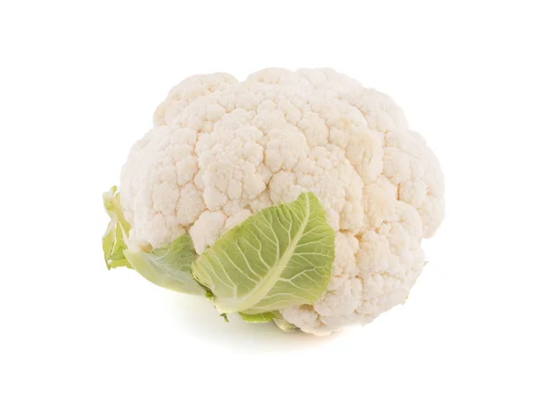Fresh Cauliflower Green Leaves Isolated White Background Copy Space Organic — Stock Photo, Image