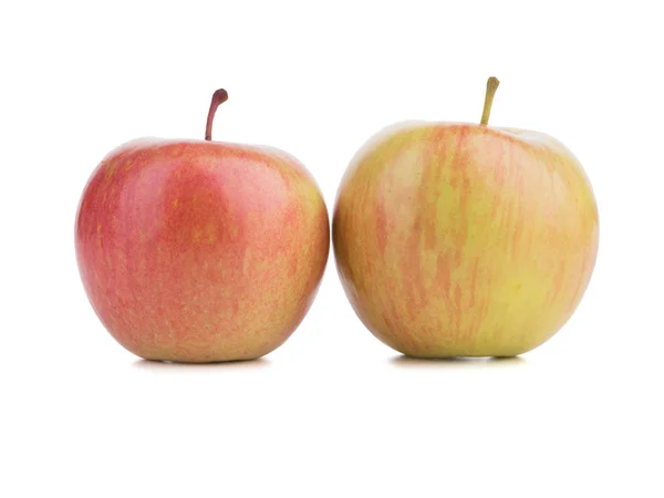Zwei Ganze Leuchtend Rote Äpfel Isoliert Auf Weißem Hintergrund Gesunde — Stockfoto