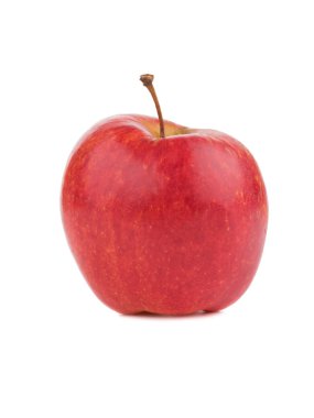 Beyaz arka plan üzerinde izole bütün parlak kırmızı elma. Sağlıklı ve organik meyveler vitamin dolu. Taze meyve kavramı