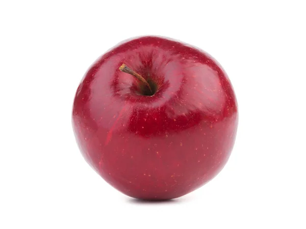 Uma Maçã Vermelha Brilhante Inteira Isolada Fundo Branco Frutas Saudáveis — Fotografia de Stock