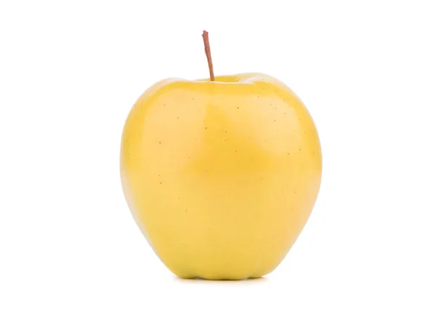 Een Hele Gele Appel Geïsoleerd Een Witte Achtergrond Gezonde Biologische — Stockfoto