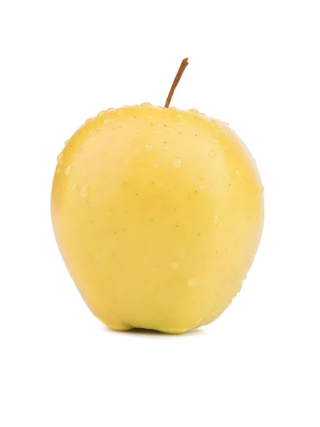 Celý Žluté Jablko Izolovaných Bílém Pozadí Zdravé Bio Ovoce Vitamíny — Stock fotografie