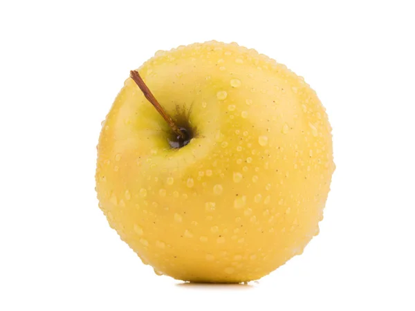 Einen Ganzen Gelben Apfel Isoliert Auf Weißem Hintergrund Gesunde Und — Stockfoto