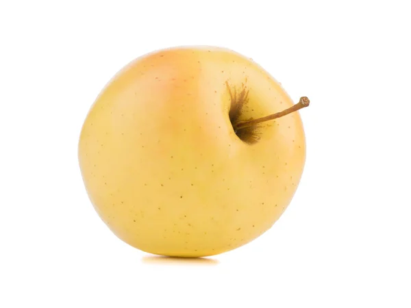 Een Hele Gele Appel Geïsoleerd Een Witte Achtergrond Gezonde Biologische — Stockfoto