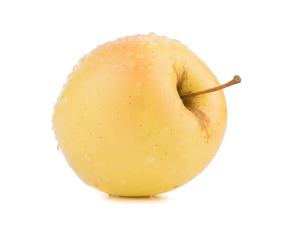 一个全黄色的苹果在白色背景下被隔离 健康有机水果与维生素 — 图库照片
