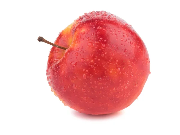 Una Manzana Roja Brillante Entera Aislada Sobre Fondo Blanco Frutas — Foto de Stock