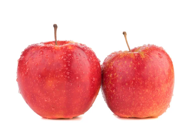 Couple Pommes Rouges Vives Entières Isolées Sur Fond Blanc Des — Photo