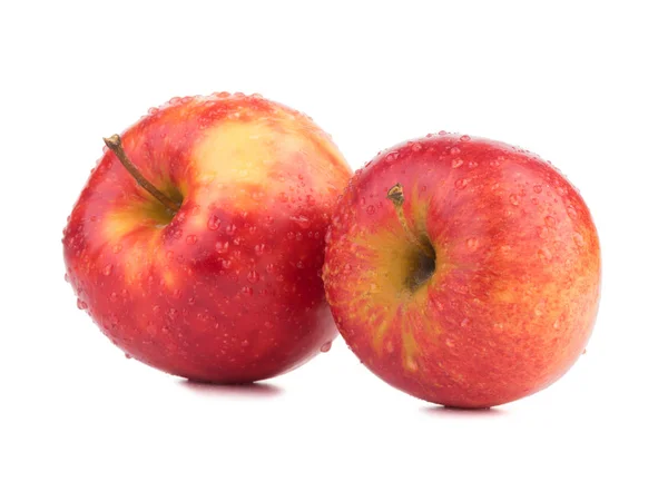 Couple Pommes Rouges Vives Entières Isolées Sur Fond Blanc Des — Photo