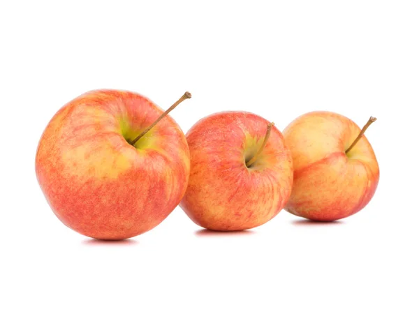 Drei Saftige Frische Bio Äpfel Isoliert Auf Weißem Hintergrund Gesunde — Stockfoto