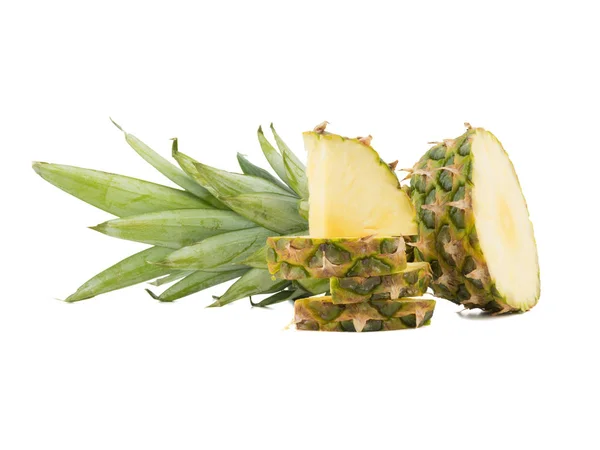 Skivad Mogna Och Saftiga Tropiska Hawaii Ananas Isolerad Vit Bakgrund — Stockfoto