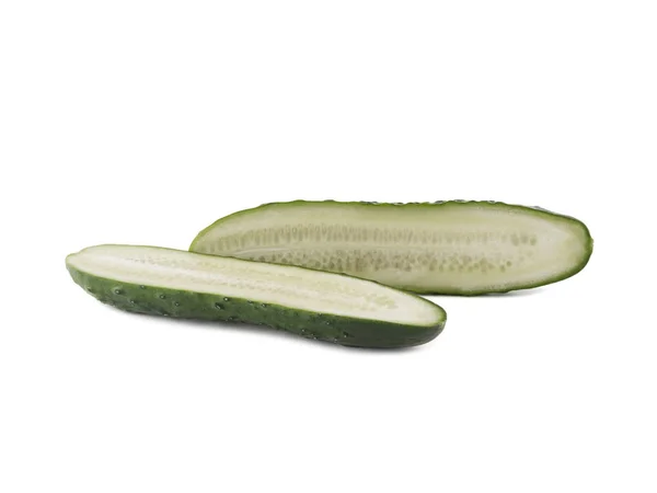 Group Sliced Cucumbers Isolated White Background Close Concept Ripe Fresh Stock Photo