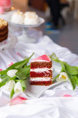 Güzel pasta. kek ve kurabiye. Top kek, kek ve diğer tatlı tatlılar tatlı tatil büfe