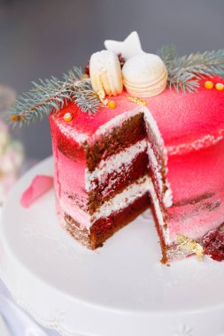 Güzel pasta. kek ve kurabiye. Top kek, kek ve diğer tatlı tatlılar tatlı tatil büfe