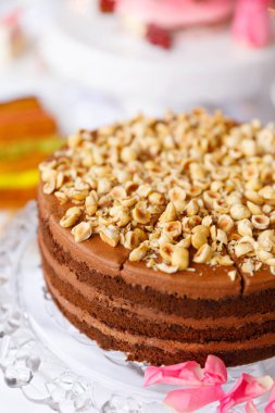 Güzel pasta. kek ve kurabiye. Top kek, kek ve diğer tatlı tatlılar tatlı tatil büfe