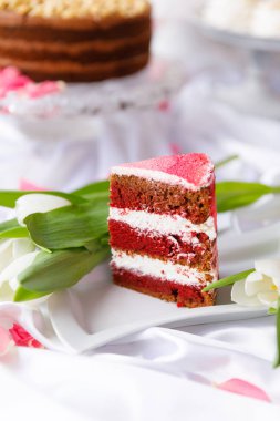 Güzel pasta. kek ve kurabiye. Top kek, kek ve diğer tatlı tatlılar tatlı tatil büfe