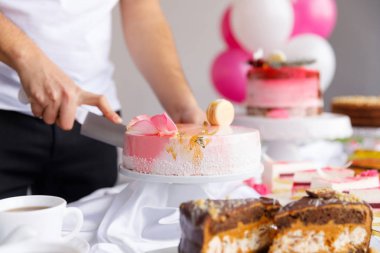 Güzel pasta. kek ve kurabiye. Top kek, kek ve diğer tatlı tatlılar tatlı tatil büfe