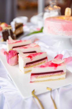 Güzel pasta. kek ve kurabiye. Top kek, kek ve diğer tatlı tatlılar tatlı tatil büfe