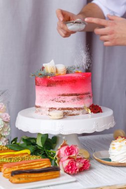 Güzel pasta. kek ve kurabiye. Top kek, kek ve diğer tatlı tatlılar tatlı tatil büfe