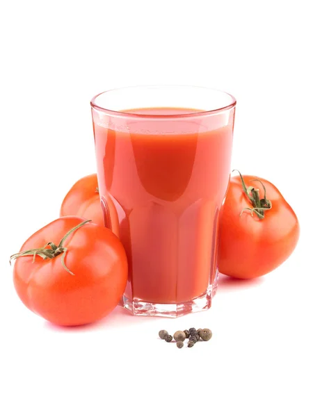Jugo de tomate fresco aislado sobre fondo blanco —  Fotos de Stock
