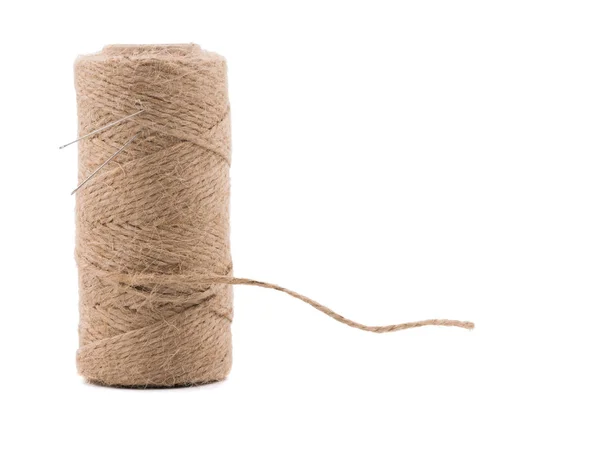 Grey Creme Ball Threads Wool Yarn Isolated White Background — Stock Photo, Image