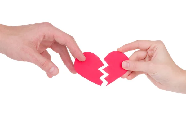 Ruka drží červený heart.the pojmu láska, Valentýn, symbol a romantický. červené srdce na dárek — Stock fotografie
