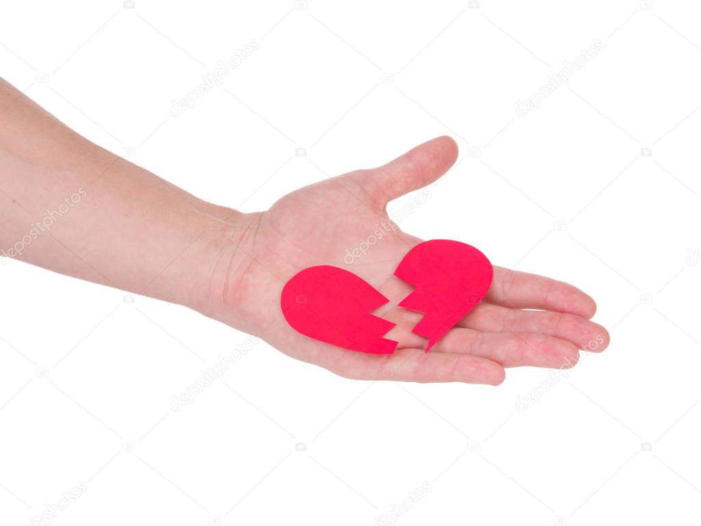 hand holding a red heart.the concept of love, Valentines day, symbol and romantic. red heart for gift