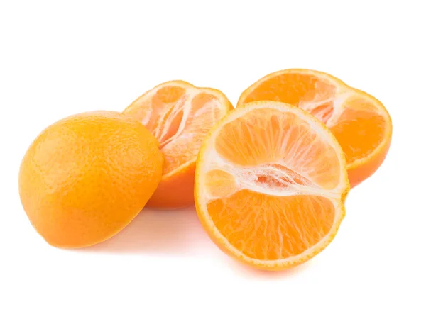 Isolated Citrus Collection Whole Tangerines Mandarin Orange Fruits Peeled Segments — Stock Photo, Image