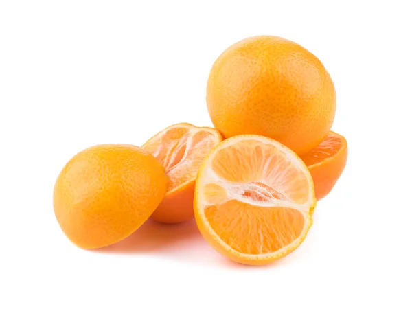 Isolated Citrus Collection Whole Tangerines Mandarin Orange Fruits Peeled Segments — Stock Photo, Image