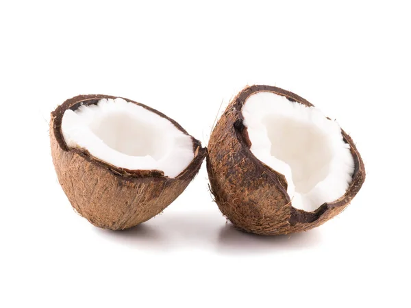 Kokos Met Helft Bladeren Witte Background Coconuts Geïsoleerd Witte Achtergrond — Stockfoto