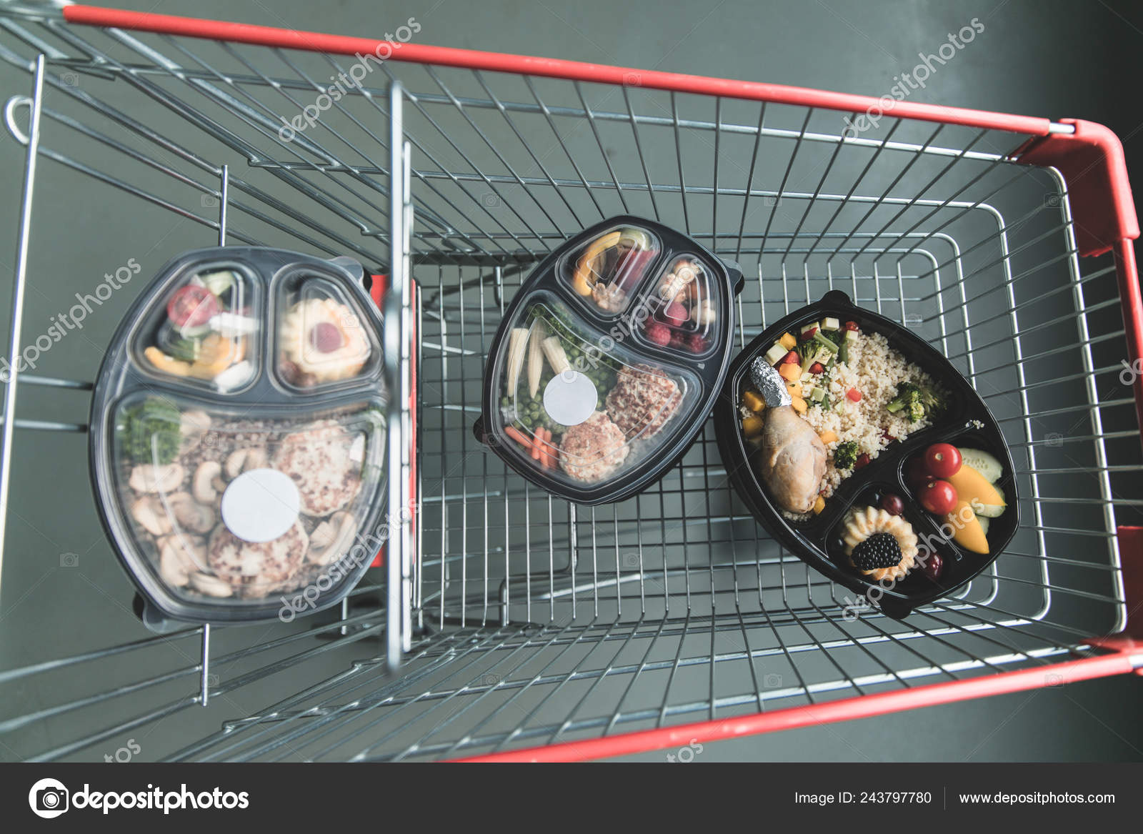 Collection Take Away Foil Boxes Healthy Food Take Away Foil Stock Photo