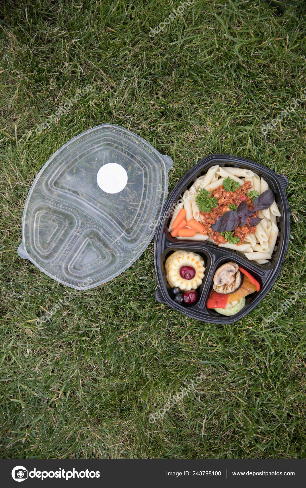 Collection Take Away Foil Boxes Healthy Food Take Away Foil Stock Photo